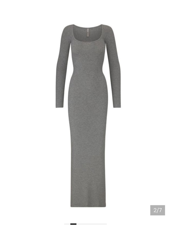 SKIMS Dresses & Skirts - SKIMS Soft Lounge Grey Long Sleeve Scoop Neck Maxi Dress Small